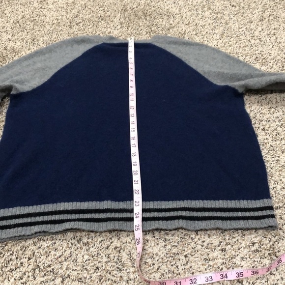 Mills Supply Wool Sweater Size Large Gray Blue Colorblock - Picture 5 of 8
